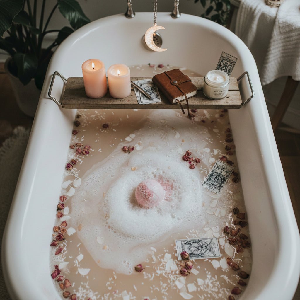 Spa Bath Bomb Coconut Rose: A Venus-Moon Ritual for Self-Love & Intuition - Luna & Co. Soapery