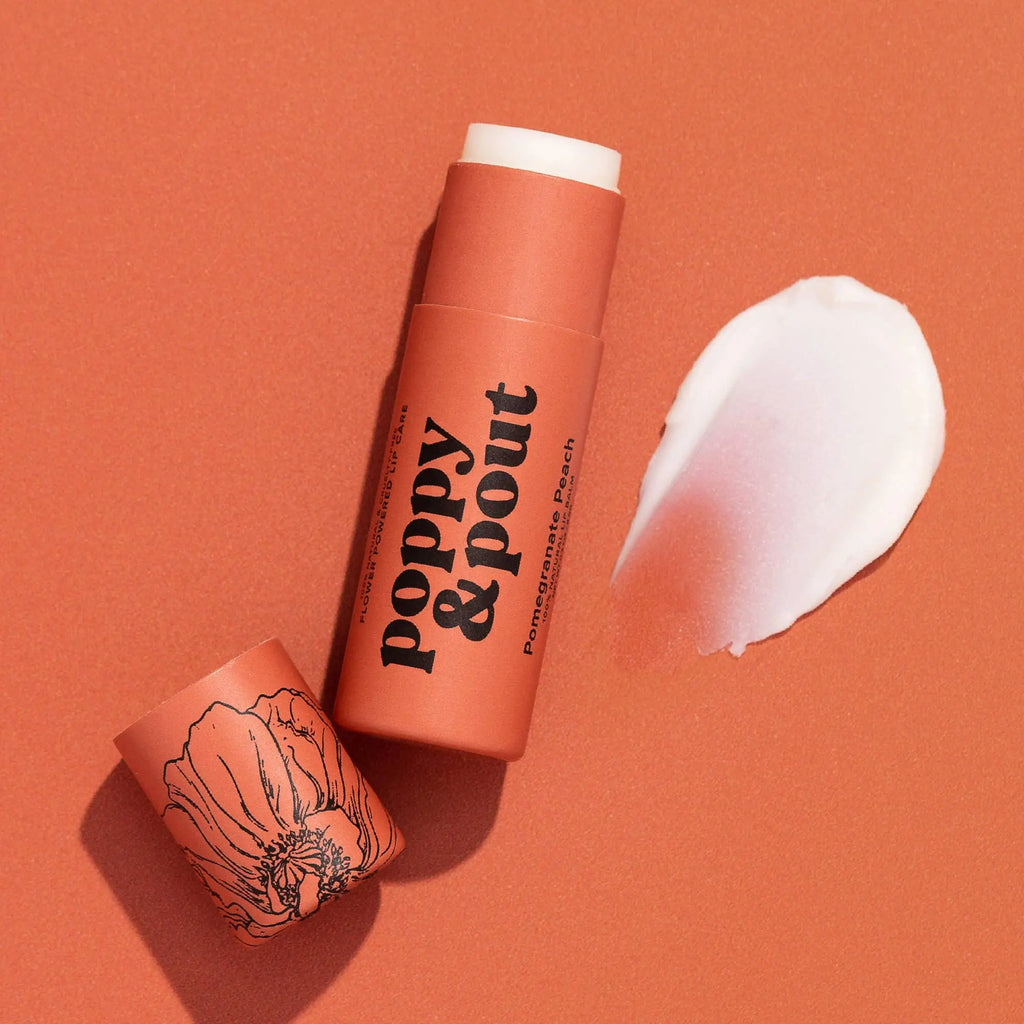 Poppy & Pout Lip Balm, Pomegranate Peach Poppy & Pout