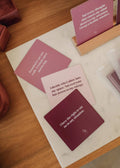 JaxKelly’s Shower Affirmation™ Cards - Boundaries feature four waterproof cards in pink and burgundy with empowering messages on boundaries, mindset, and personal space—perfect for daily encouragement in the shower.