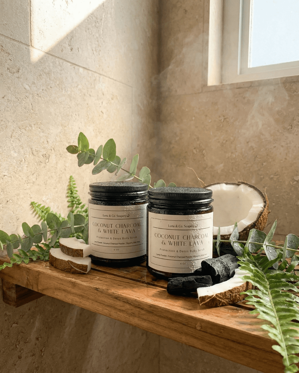 Coconut Charcoal & White Lava: Protection & Detox Scrub - Luna & Co. SoaperyScrubLuna & Co. SoaperyLuna & Co. Soapery