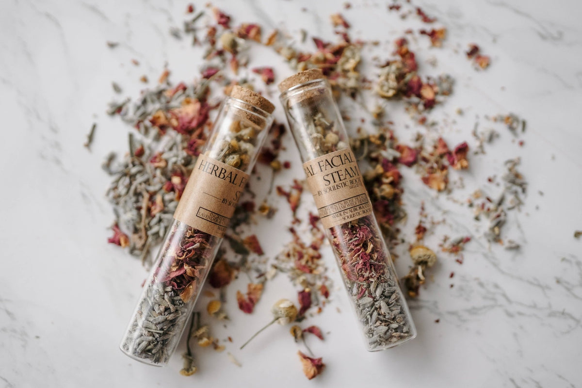 Herbal Facial Steam | Bath Tea with Dried Flowers and Herbs - Luna & Co. SoaperyFace CareSoulistic Root - Essential Oils & Self Care GiftsLuna & Co. Soapery