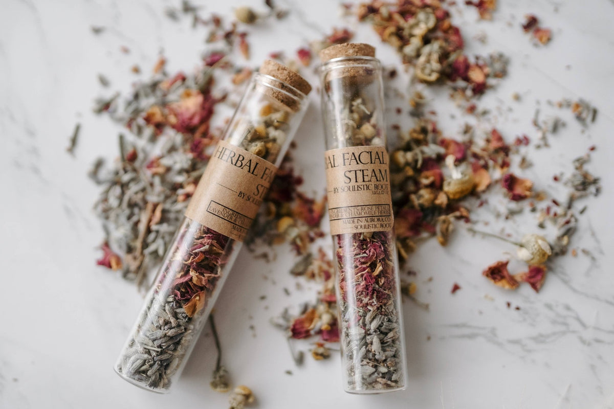 Herbal Facial Steam | Bath Tea with Dried Flowers and Herbs - Luna & Co. SoaperyFace CareSoulistic Root - Essential Oils & Self Care GiftsLuna & Co. Soapery