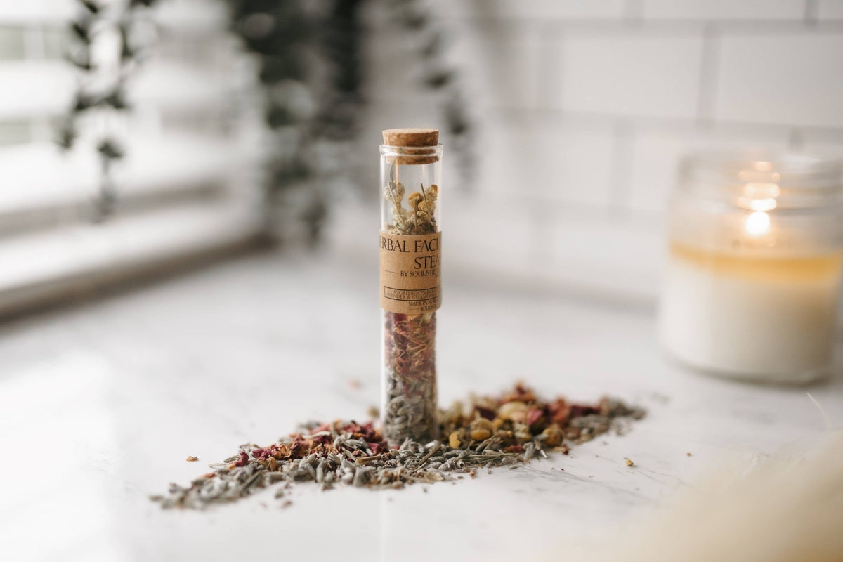 Herbal Facial Steam | Bath Tea with Dried Flowers and Herbs - Luna & Co. SoaperyFace CareSoulistic Root - Essential Oils & Self Care GiftsLuna & Co. Soapery