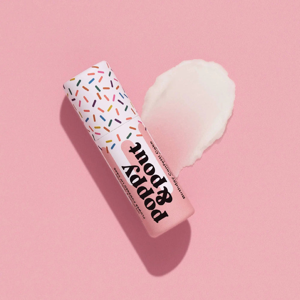 Poppy & Pout Lip Balm, Birthday Confetti Cake, Pink - Luna & Co. SoaperyLip BalmPoppy & PoutLuna & Co. Soapery
